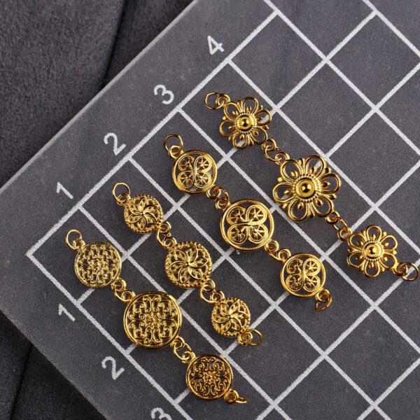 flower chain extension, hollow bead, s925 sterling silver, silver bead, golden bead, gild findings - Image 2