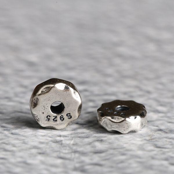 gear bead, rondelle bead, spacer bead, s925 sterling silver, silver bead, oxidized silver bead - Image 2