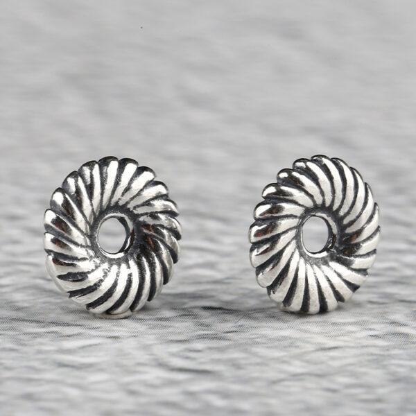 donut bead, spiral pattern bead, spacer bead, s925 sterling silver, silver bead, oxidized silver bead - Image 2