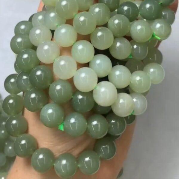 round beaded bracelet, nephrite bracelet, jade bracelet, green bracelet, genuine natural bracelet - Image 2