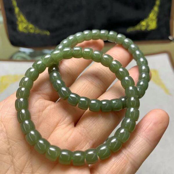 drum beaded bracelet, nephrite bracelet, jade bracelet, green bracelet, genuine natural bracelet - Image 2