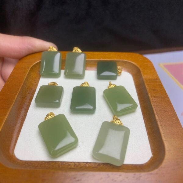 nephrite charm, rectangle charm, simple charm, jade charm, green bead, high quality bead, genuine bead, natural bead - Image 3