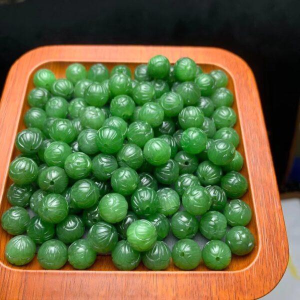nephrite bead, round bead, flower bead, jade bead, green bead, high quality bead, genuine bead, natural bead - Image 3