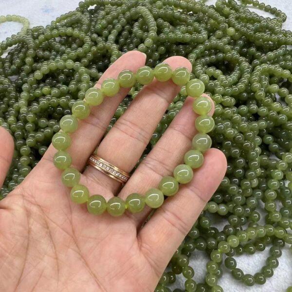 round beaded bracelet, nephrite bracelet, jade bracelet, yellow green bracelet, genuine natural bracelet - Image 3