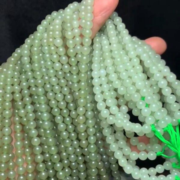 nephrite bead, round bead, whole strand bead, gradient green bead, clear bead, jade bead, high quality bead, genuine bead, natural bead - Image 4