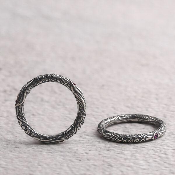 Ring bead, flower pattern bead, spacer bead, jump ring, s925 sterling silver, silver bead, oxidized silver bead - Image 3