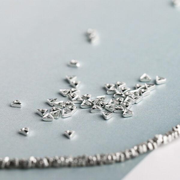 triangle bead, simple bead, spacer bead, s925 sterling silver, silver bead, bright silver bead - Image 3