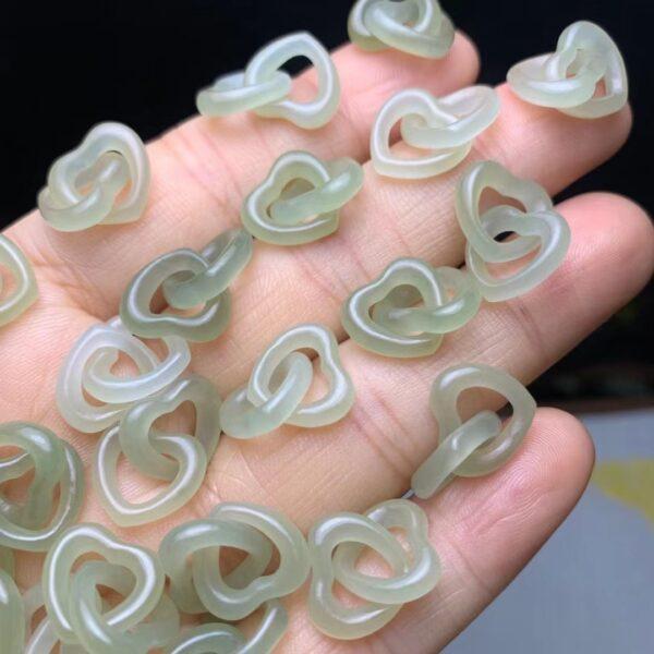 nephrite bead, heart bead, double hearts bead, jade bead, green bead, high quality bead, genuine bead, natural bead - Image 3