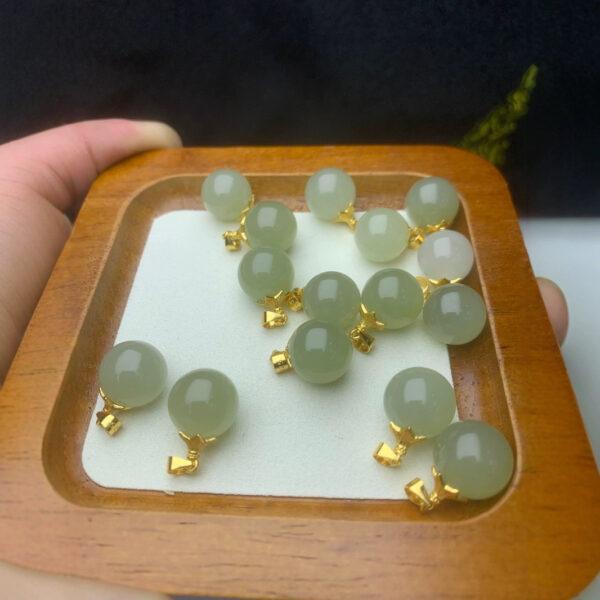 nephrite charm, round charm, ball charm, jade charm, green bead, high quality bead, genuine bead, natural bead - Image 3