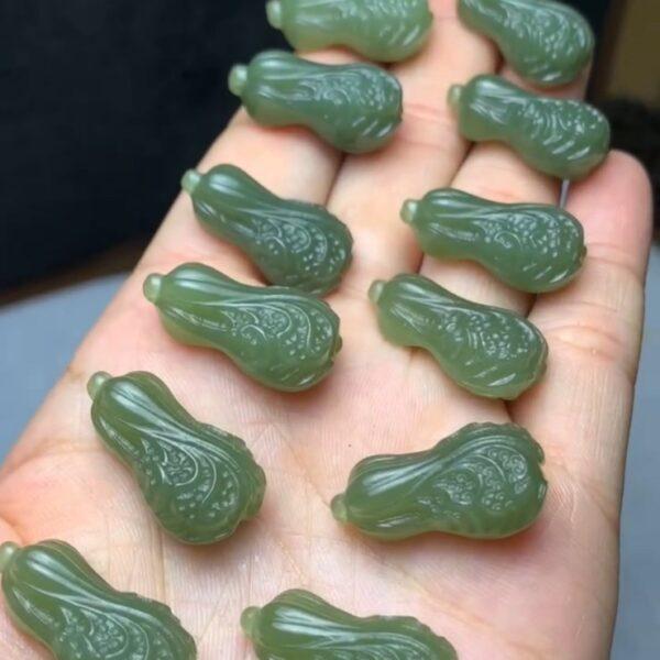 nephrite charm, Chinese cabbage charm, jade charm, green bead, high quality bead, genuine bead, natural bead - Image 3