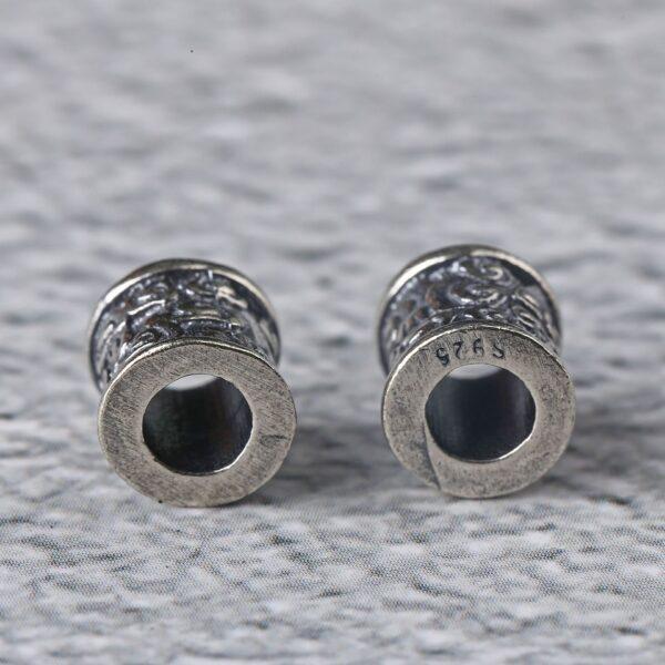 tube bead, flower pattern bead, spacer bead, jump ring, s925 sterling silver, silver bead, oxidized silver bead - Image 3
