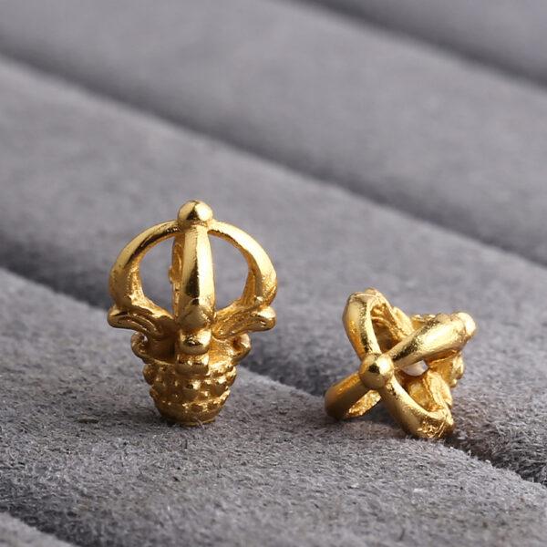 flower bead button, hollow bead, golden buckle bead, s925 sterling silver, silver bead, golden bead, gild bead - Image 3