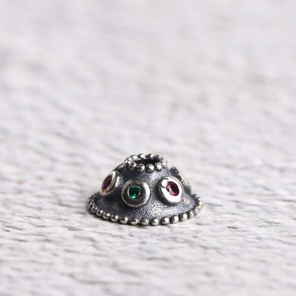 flower bead cap, flower bead holder, spacer bead, s925 sterling silver, silver bead, oxidized silver bead - Image 3