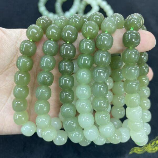 drum beaded bracelet, nephrite bracelet, jade bracelet, gradient green bracelet, genuine natural bracelet - Image 3