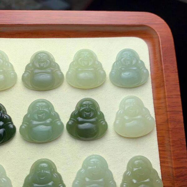 nephrite charm, Buddha charm, Maitreya Buddha, jade charm, green bead, high quality bead, genuine bead, natural bead - Image 3