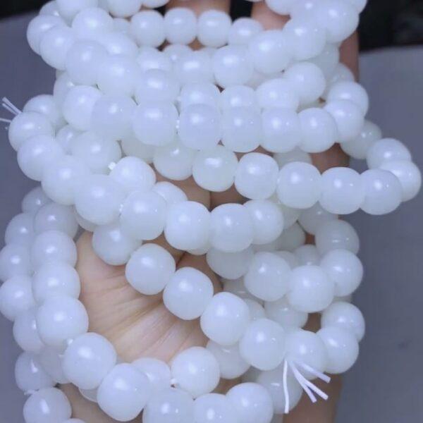drum beaded bracelet, nephrite bracelet, jade bracelet, white bracelet, genuine natural bracelet - Image 3