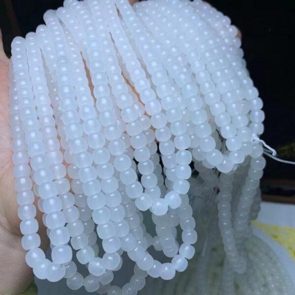 nephrite bead, drum bead, whole strand bead, white bead, jade bead, high quality bead, genuine bead, natural bead - Image 3