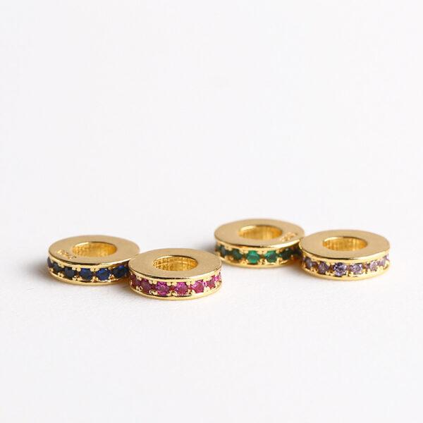rondelle bead, ring bead, zircon bead, s925 sterling silver, silver bead, golden bead, gild bead - Image 3