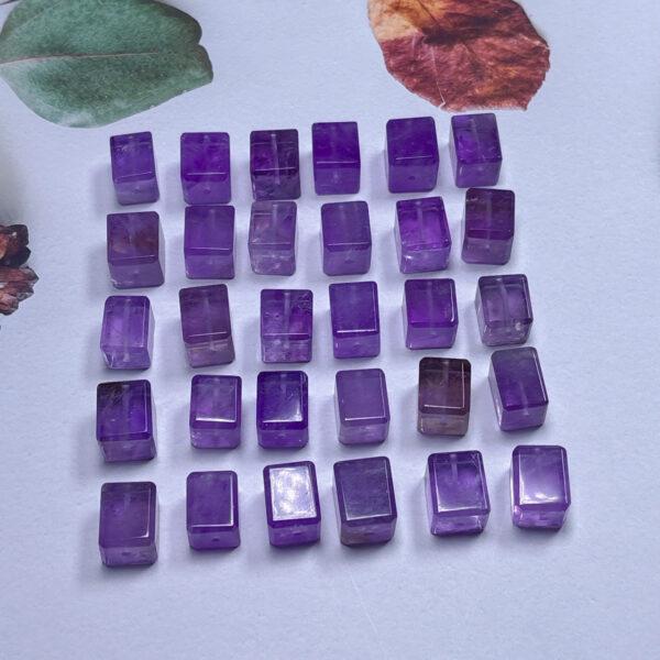 genuine natural amethyst bead, amethyst bead, purple bead, cube bead - Image 3