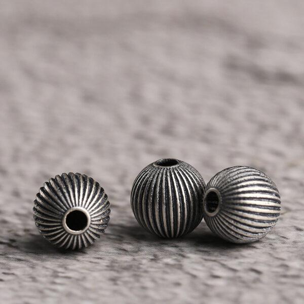 round bead, lantern bead, spacer bead, s925 sterling silver, silver bead, oxidized silver bead - Image 3