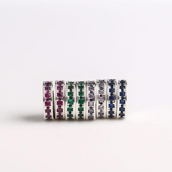 gasket bead, colorful zircon bead, spacer bead, s925 sterling silver, silver bead, oxidized silver bead - Image 3
