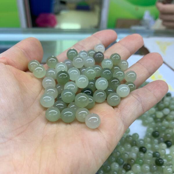 nephrite bead, half drilled bead, earring bead,ring bead, round jade bead, green bead, high quality bead,genuine bead, natural bead - Image 3
