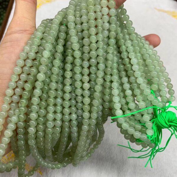 nephrite bead, round bead, whole strand bead, light green bead, jade bead, high quality bead, genuine bead, natural bead - Image 3