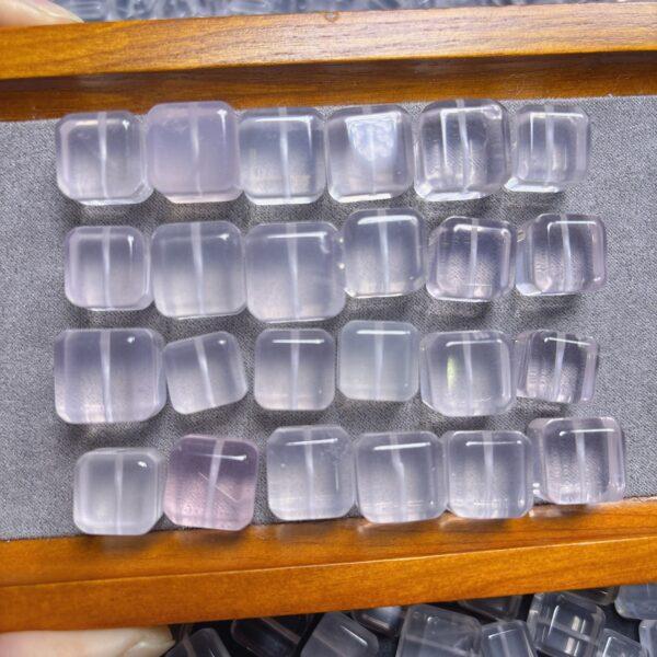 genuine natural rose quartz bead, quartz bead, pink bead, clear bead, cube bead - Image 3