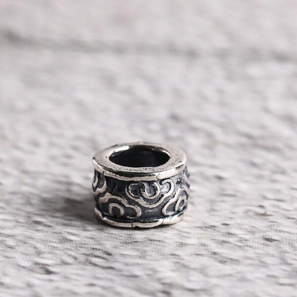 ring bead, cloud pattern bead, spacer bead, s925 sterling silver, silver bead, oxidized silver bead - Image 3