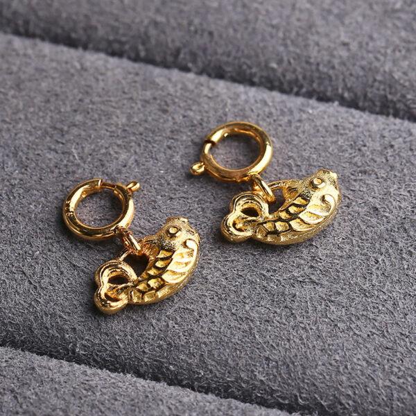 fish charm, golden Koi bead, s925 sterling silver, golden charm, gild bead - Image 3