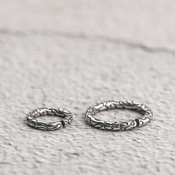 ring bead, cloud pattern bead, spacer bead, s925 sterling silver, silver bead, oxidized silver bead - Image 3