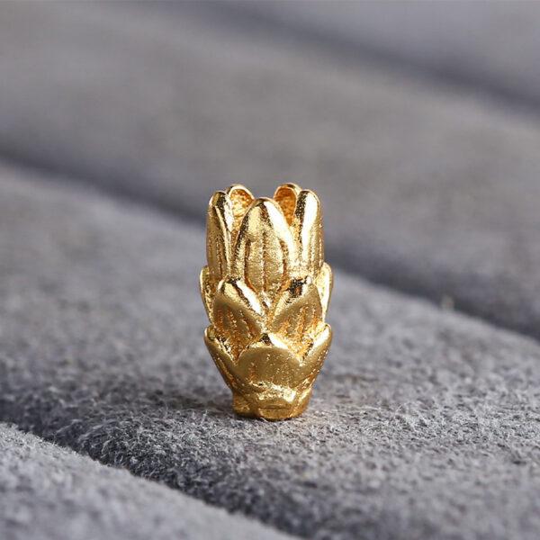 lotus bead, golden flower bead, spacer bead, s925 sterling silver, golden bead, gild bead - Image 3
