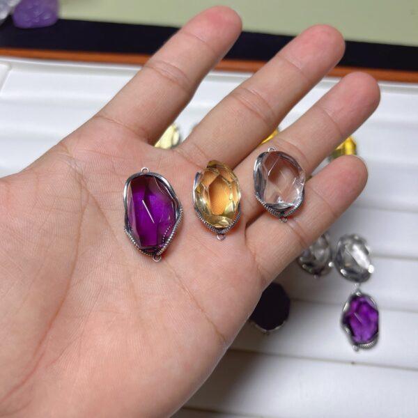 genuine natural amethyst bead, citrine bead, quartz bead, clear bead, yellow bead, purple bead, polyhedron bead - Image 3