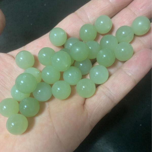 nephrite bead, half drilled bead, earring bead,ring bead, charm bead, round jade bead, green bead, high quality bead,genuine bead, natural bead - Image 3