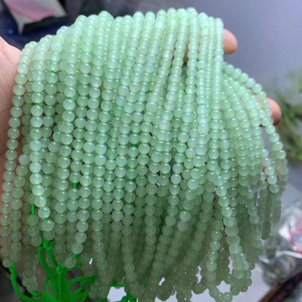 nephrite bead, round bead, whole strand bead, light green bead, jade bead, high quality bead, genuine bead, natural bead - Image 3