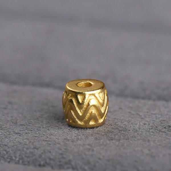 drum bead, golden wave bead, spacer bead, s925 sterling silver, golden bead, gild bead - Image 3