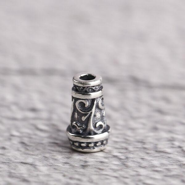 drum bead, vine pattern bead, spacer bead, s925 sterling silver, silver bead, oxidized silver bead - Image 3