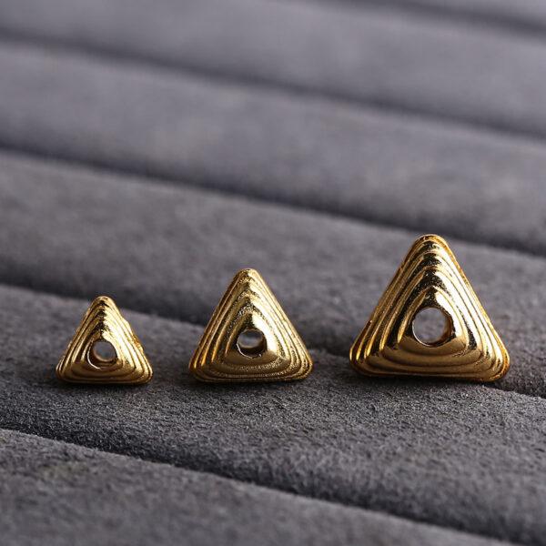 triangle bead, line pattern bead, spacer bead, s925 sterling silver, golden bead, gild bead - Image 3