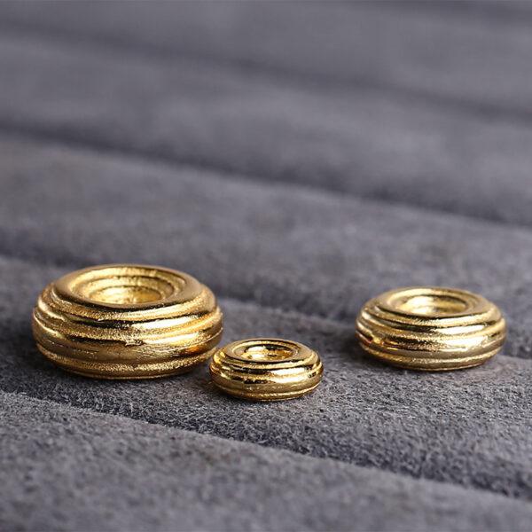 rondelle bead, line pattern bead, spacer bead, s925 sterling silver, golden bead, gild bead - Image 3