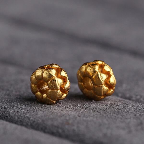 pumpkin bead, hollow bead, spacer bead, s925 sterling silver, golden bead, gild bead - Image 3