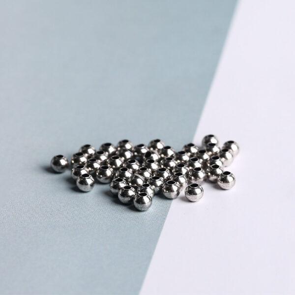 round bead, s925 sterling silver, silver bead, bright silver bead - Image 3