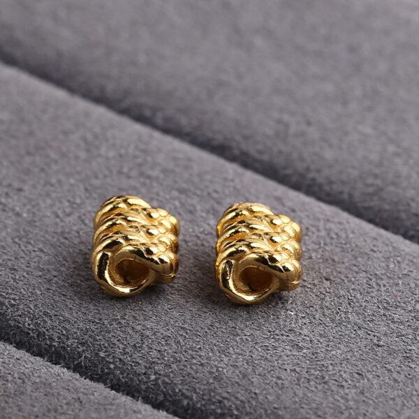 tube bead, rope bead, spacer bead, s925 sterling silver, golden bead, gild bead - Image 3