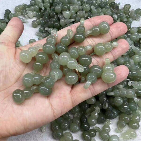 nephrite charm, gourd charm, jade bead, green bead, high quality bead, genuine bead, natural bead - Image 3
