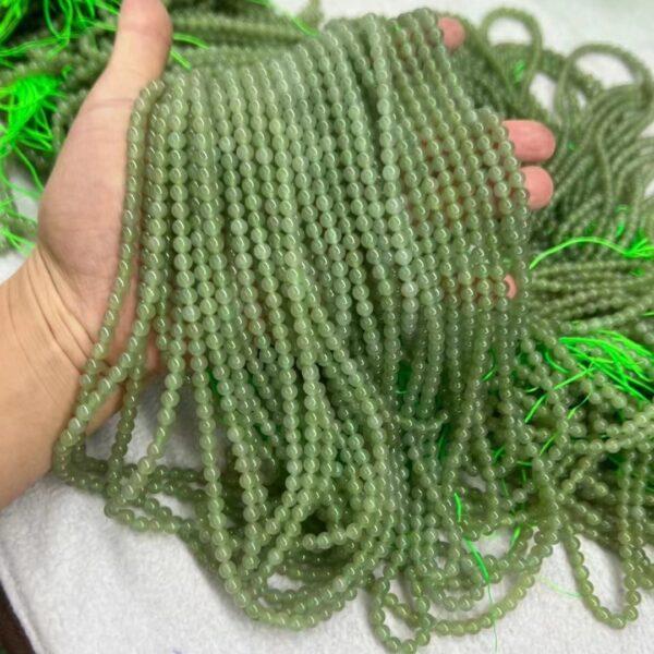 nephrite bead, round bead, whole strand bead, green bead, jade bead, high quality bead, genuine bead, natural bead - Image 3