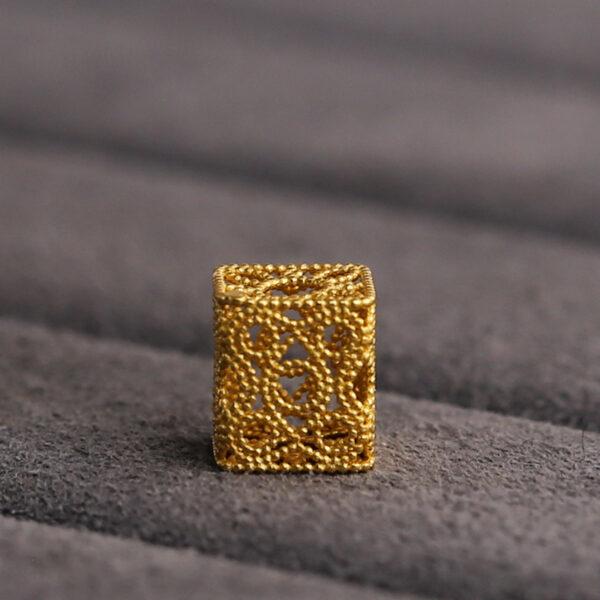 rectangle bead, hollow bead, flower bead, spacer bead, s925 sterling silver, golden bead, gild bead - Image 3