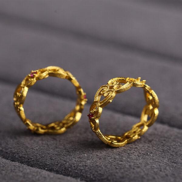 ring bead, hollow bead, flower bead, jump ring, spacer bead, s925 sterling silver, silver bead, golden bead, gild bead - Image 3