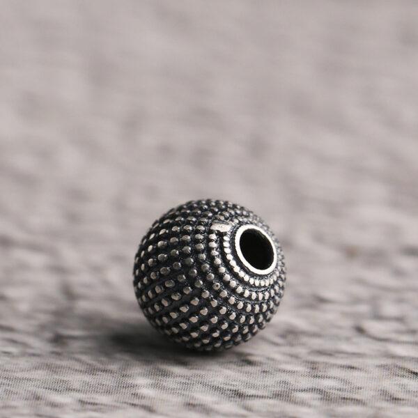 round bead, spot pattern bead, spacer bead, s925 sterling silver, silver bead, oxidized silver bead - Image 3