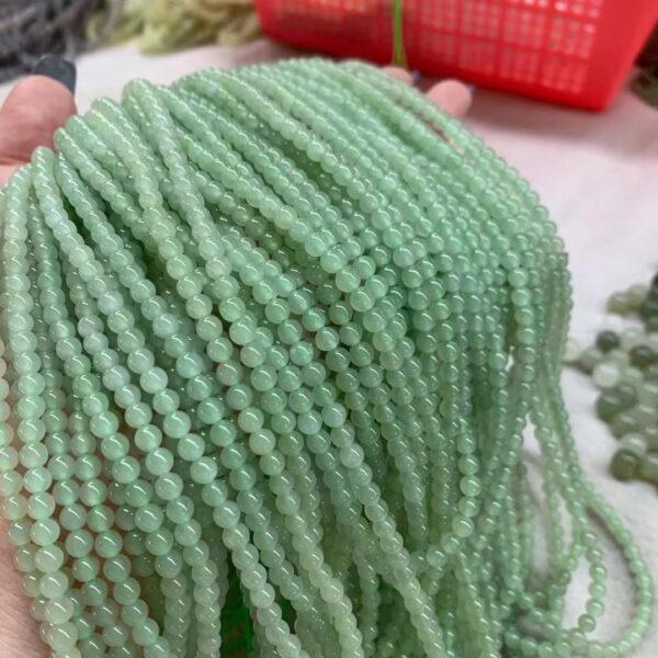nephrite bead, round bead, whole strand bead, green bead, jade bead, high quality bead, genuine bead, natural bead - Image 3