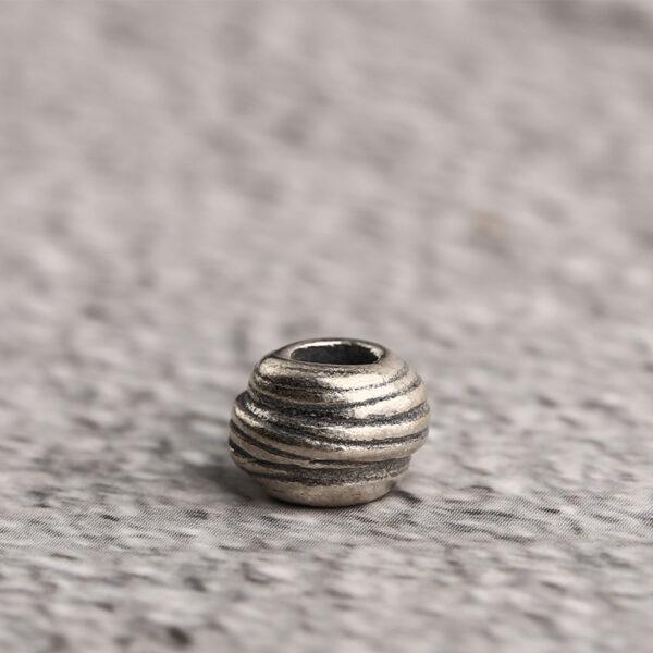 irregular bead, line pattern bead, spacer bead, s925 sterling silver, silver bead, oxidized silver bead - Image 3