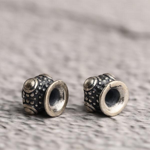 drum bead, spots pattern bead, spacer bead, s925 sterling silver, silver bead, oxidized silver bead - Image 3